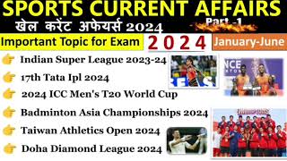 Sports 2024 Current Affairs  Jan To July Current Affairs 2024  Sports Current Affairs 2024 [upl. by Tollmann]