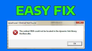 How To Fix Ordinal Not Found the Ordinal Could Not Be Located in the Dynamic Link Library [upl. by Oni]