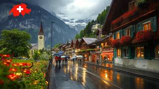 Walking in the Rain Switzerland 4K Rainy Day and Night  Heavy Rain in Interlaken and Lauterbrunnen [upl. by Vinia]