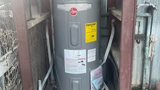 installing Rheem electric water heater sharkbite 14quot valve new liquid tight conduit [upl. by Elaynad60]