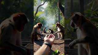 Part 22 Photographer tries to approach small monkeys in the forest [upl. by Lerrej]