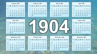 Calendar 1904 [upl. by Aniroc]