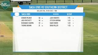 SACA Premier Cricket  West End Mens 1st Grade Div Two  Rd3  SACA U19s v Southern District  Day 1 [upl. by Aimil]