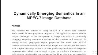 Dynamically Emerging Semantics in an MPEG 7 Image Database [upl. by Anan]