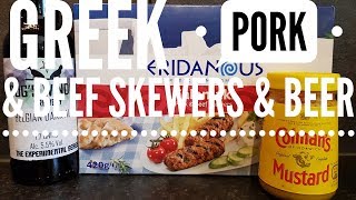 Lidl Eridanous Kalamaki Greek Pork amp Beef Skewers With Dogs Window Belgian Dark Ale [upl. by Are98]