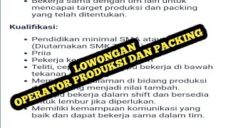 LOWONGAN OPERATOR LOKER BATAM HARI INI IKLAN KOTA BATAM [upl. by Ccasi]