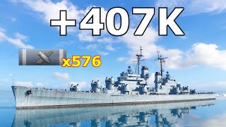 World of WarShips Jinan  5 Kills 407K Damage [upl. by Iny248]