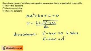 Simultaneous Equations 1 Linear 1 Quadratic Example 3 [upl. by Roos75]