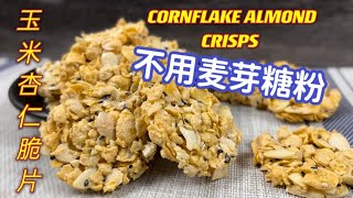 如何不用麦芽糖粉，也能做出香脆可口的玉米杏仁脆片  Cornflake Almond Crisps，No Florentine Powder Needed [upl. by Kayle809]