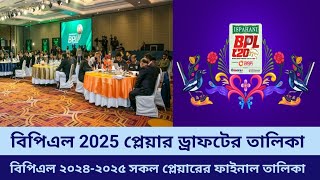 বিপিএল ২০২৫ প্লেয়ার ড্রাফটের ফাইনাল তালিকা  BPL 2025 Player Draft List  Crickbd Sports News [upl. by Sisile581]