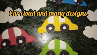 Easy Car Cake design  Fondant car Topper without cutter Cloud star ⭐ many designs [upl. by Dore]