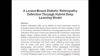 A Lesion Based Diabetic Retinopathy Detection Through Hybrid Deep Learning Model [upl. by Sina152]