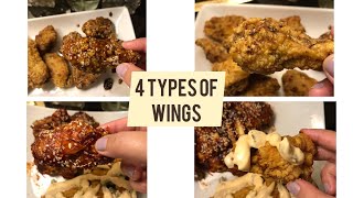 4 TYPES OF WINGS  Teriyaki wings  Honey garlic Parmesan wings  Korean wings  Jalapeño wings [upl. by Medrek463]