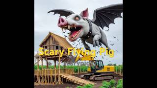 Scary Flying Pig Damages Little Hut At Blackberry With excavator monsterpig shorts 892 [upl. by Atalaya829]