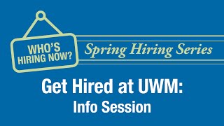 Get Hired at UWM Info Session and Mixer [upl. by Enelyad]