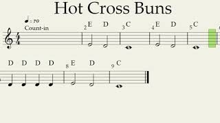 Hot Cross Buns Clarinet 70BPM [upl. by Misty843]