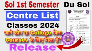 Sol 1st Semester Classes Centre List Update 202425  Sol First Semester Centre Classes List Release [upl. by Peti194]