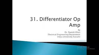 Differentiator Op Amp Derivative Amplifier with solved problem [upl. by Ellenhoj69]