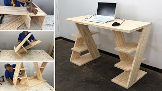 Escritorio de Madera Moderno Muy Bonito y Fácil de hacer  Tutorial de Carpintería [upl. by Learsi]