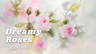 La Vie En Rose  Painting Timelapse of Loose Watercolor Flowers  수채화 [upl. by Odnamla]