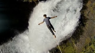 Highlining Sahalie Falls ft Miles and Miles by Kylan Johnson  Extreme Slackline [upl. by Aryc]