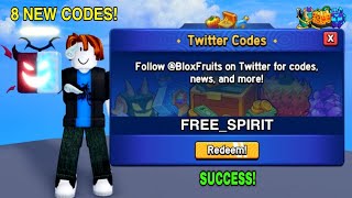 NEW CODES ALL WORKING CODES IN BLOX FRUITS 2024 AUGUST ROBLOX BLOX FRUITS CODES SPIRIT [upl. by Nevaj]