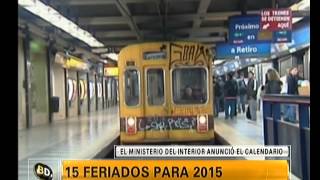 Los feriados que se vienen en el 2015  Telefe Noticias [upl. by Ear]