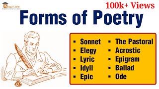 Forms of Literature Forms of Poetry  Types of Poetry in English Literature  Sonnet  Ode  Epic [upl. by Aurelia]