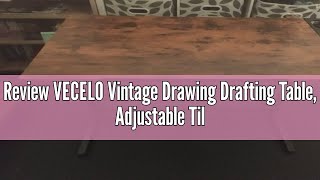 Review VECELO Vintage Drawing Drafting Table Adjustable Tilting Top Art Desk Craft Work Station wit [upl. by Otte64]