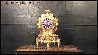 Gothic Antique French Ormolu and Enamel Clock by Vincenti 3690 [upl. by Halford]