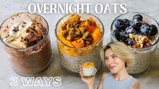 OVERNIGHT OATS  3 Easy Healthy amp MealPrep Recipes [upl. by Alleul]