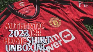 quotNEWquot MANCHESTER UNITED OFFICIAL AUTHENTIC HOME SHIRT KIT 202324 UNBOXING AND REVIEW [upl. by Fullerton]