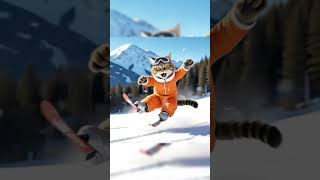 Cat goes skiing ⛷️ cat shorts ai aicat [upl. by Akihdar]