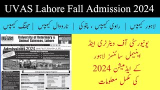 UVAS University of Veterinary amp Animal Sciences Lahore Fall Admission 2024 Complete Details [upl. by Lacram]