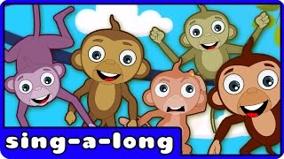 Five Little Monkeys Jumping On The Bed  Nursery Rhymes With Lyrics by HooplaKidz SingALong [upl. by Joselow]