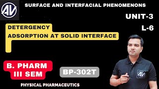 Detergency and Adsorption at solid surface L6 Unit3 Physical pharmaceutics [upl. by Lazaruk]