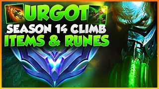 Climbing Through High Diamond with Urgot  Seven different matchups  Runes and Items Guide S14 2 [upl. by Raamal180]