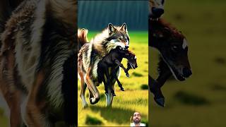 Hunter wolf vs horse fight for baby horse horselover wolf weakanimals pets motherslove remix [upl. by Adiela]