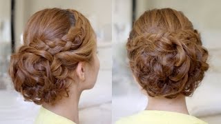 Hair Tutorial Bridal Curly Updo with Braids [upl. by Ddal430]