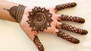 EASY MANDALA MEHNDI HENNA DESIGN FOR PALMS [upl. by Berkman61]