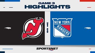 NHL Game 3 Highlights  Devils vs Rangers  April 22 2023 [upl. by Ainehs]