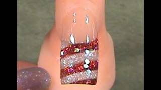 Acrylic Nail TutorialChristmas candy cane [upl. by Ylro]