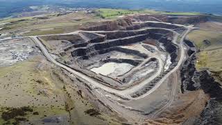 Titterstone Clee Hill Quarry aerial views 4k [upl. by Nnylireg]