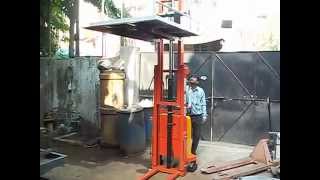 SEMI ELECTRIC HYDRAULIC STACKER WITH PLATFORM ATTACHMENT [upl. by Eittap186]