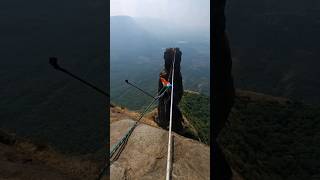 Jivdhan Vanarlingi Zipline🧗🏼‍♀️☠️  zipline  jivdhanfort  dangerous  scary  adventure [upl. by Armalda338]