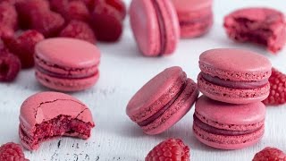 Raspberry Macarons  Italian Meringue Method [upl. by Gurolinick]