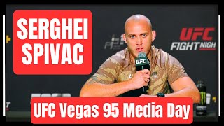 Serghei Spivac Talks UFC Vegas 95 Rematch With Marcin Tybura Interest In Jon Jones vs Stipe Miocic [upl. by Anaujat]