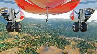 Landing at Ranong Thailand  AirAsia A320 Gear CAM [upl. by Ludly]