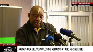 Ramaphosa delivers closing remarks at ANC NEC meeting [upl. by Tiras]