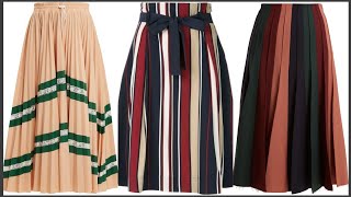 LATEST SUPER STUNNING COLOR BLOCK PLEATED PANELED SKIRTS FORMAL SLIM MIDI SKIRT DESIGNS 2024 [upl. by Ekalb]